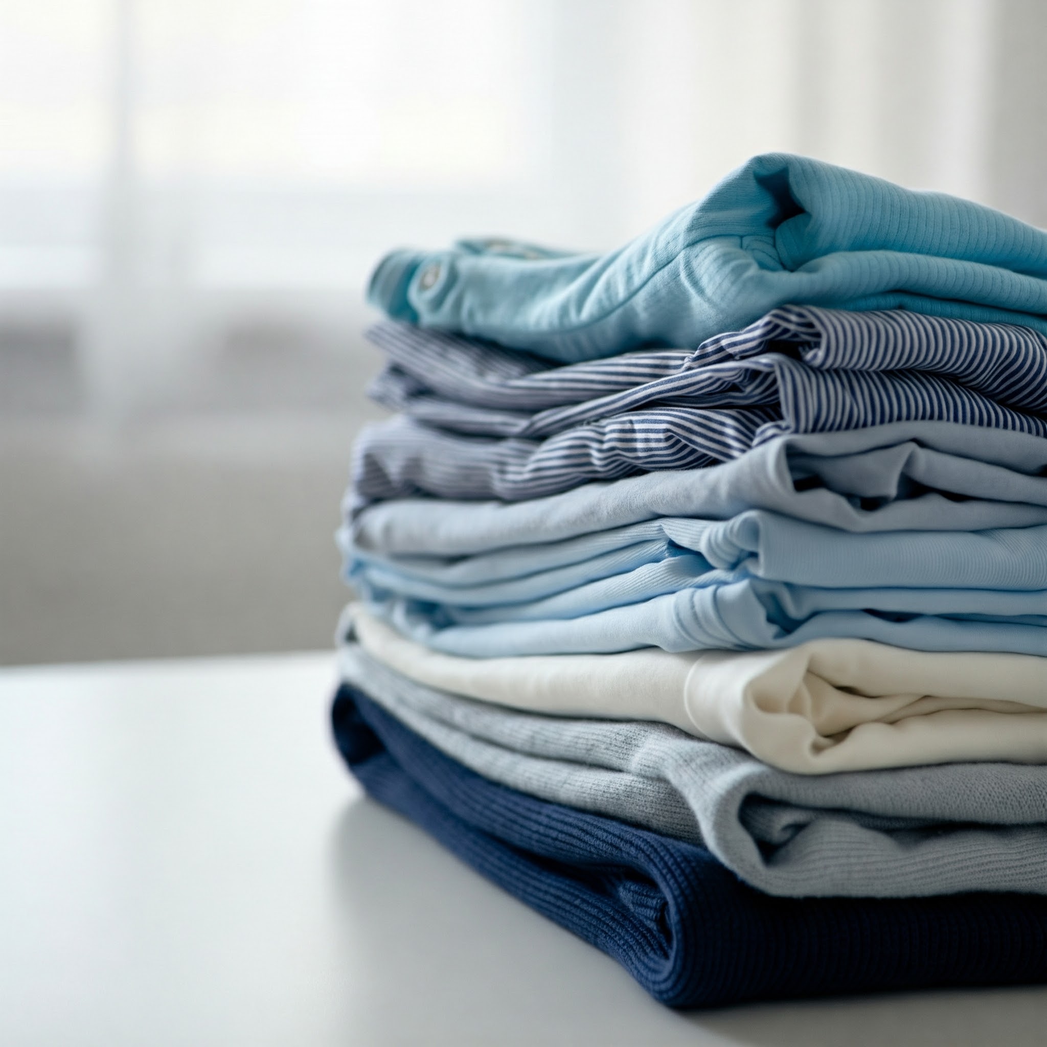 Blue White Laundry Folded